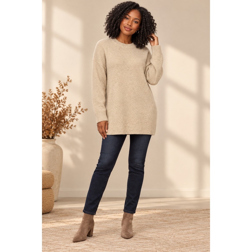 Babaton XS Popova Heather Bone Fuzzy Merino Wool Yak Oversized Sweater Aritzia